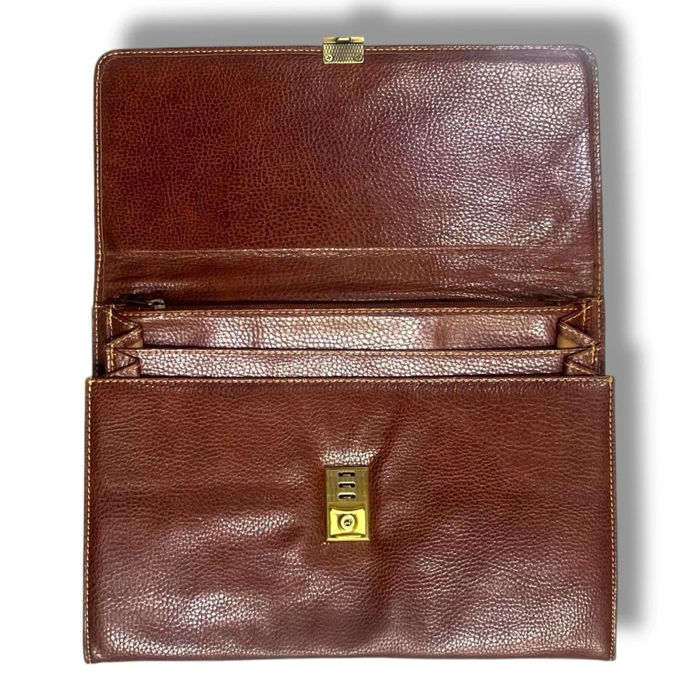 Vintage Stefano Gabbrielli‎ Italian Leather Briefcase Brown Attaché Bag
